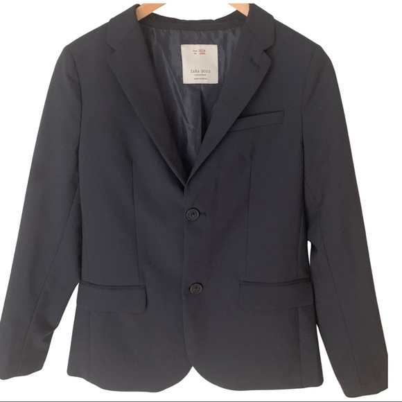 Zara Other - New ZARA Boys Blazer Blue Tailored Fit Wool Blend Traditional Holiday Size 13/14